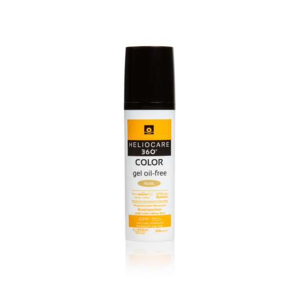 Heliocare 360 gel for full spectrum photoprotection, a fluid, pearl-coloured makeup