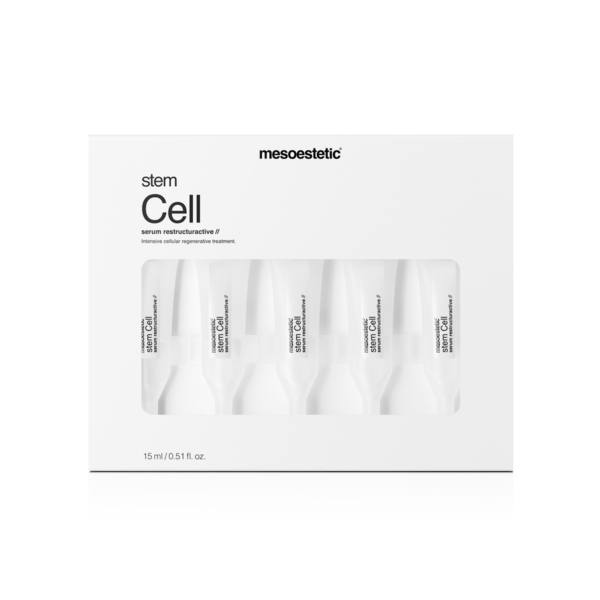 mesoestetic stem cell restructuractive serum for cell renewal, deep wrinkle repair, and cell protection.